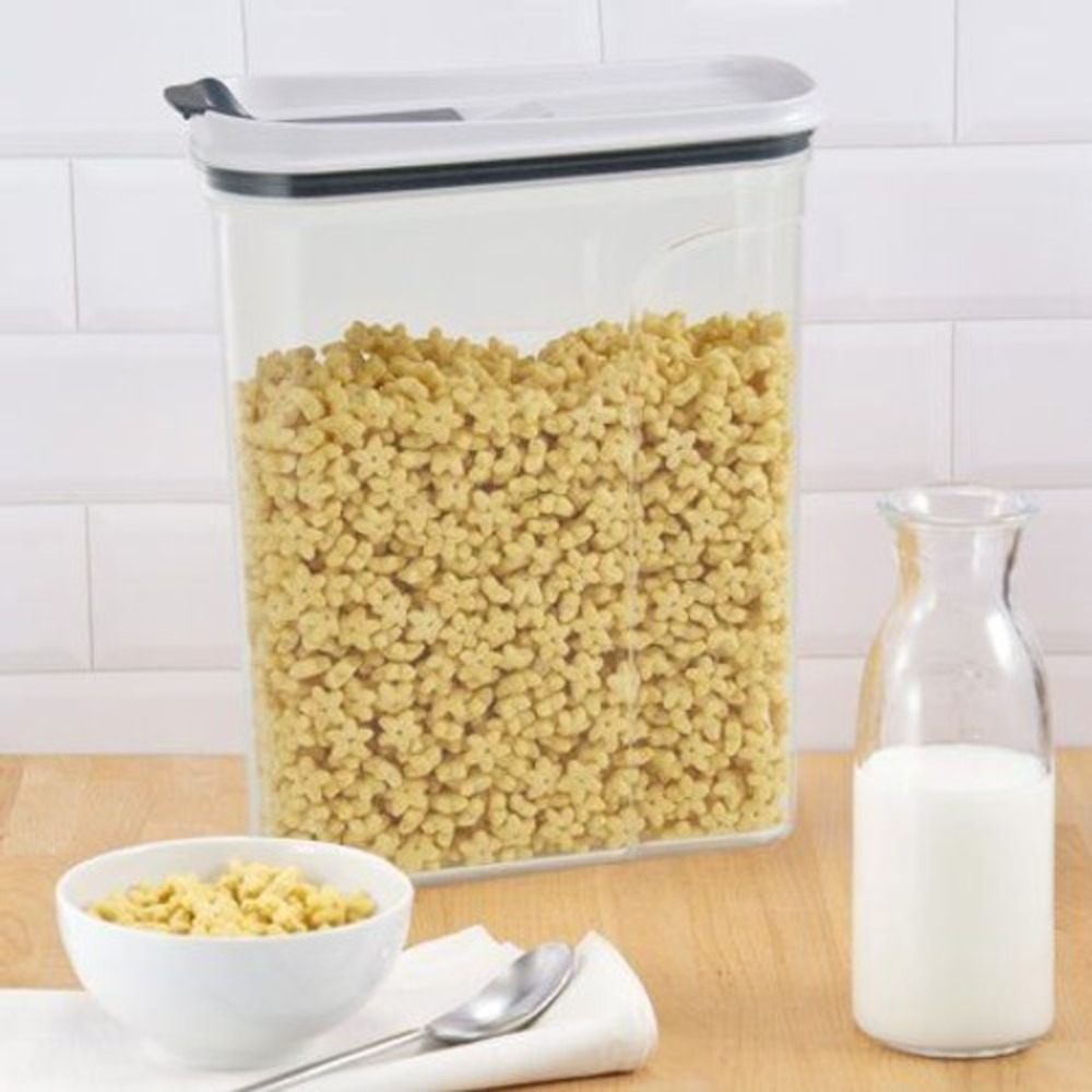 Mainstays Cereal Keeper Container 4.4L 18.5 Cup Clear Plastic Flip Lid Storage